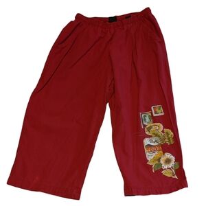 Vintage Red Capri Pants Hawaii Waikiki Beach 90s Cotton